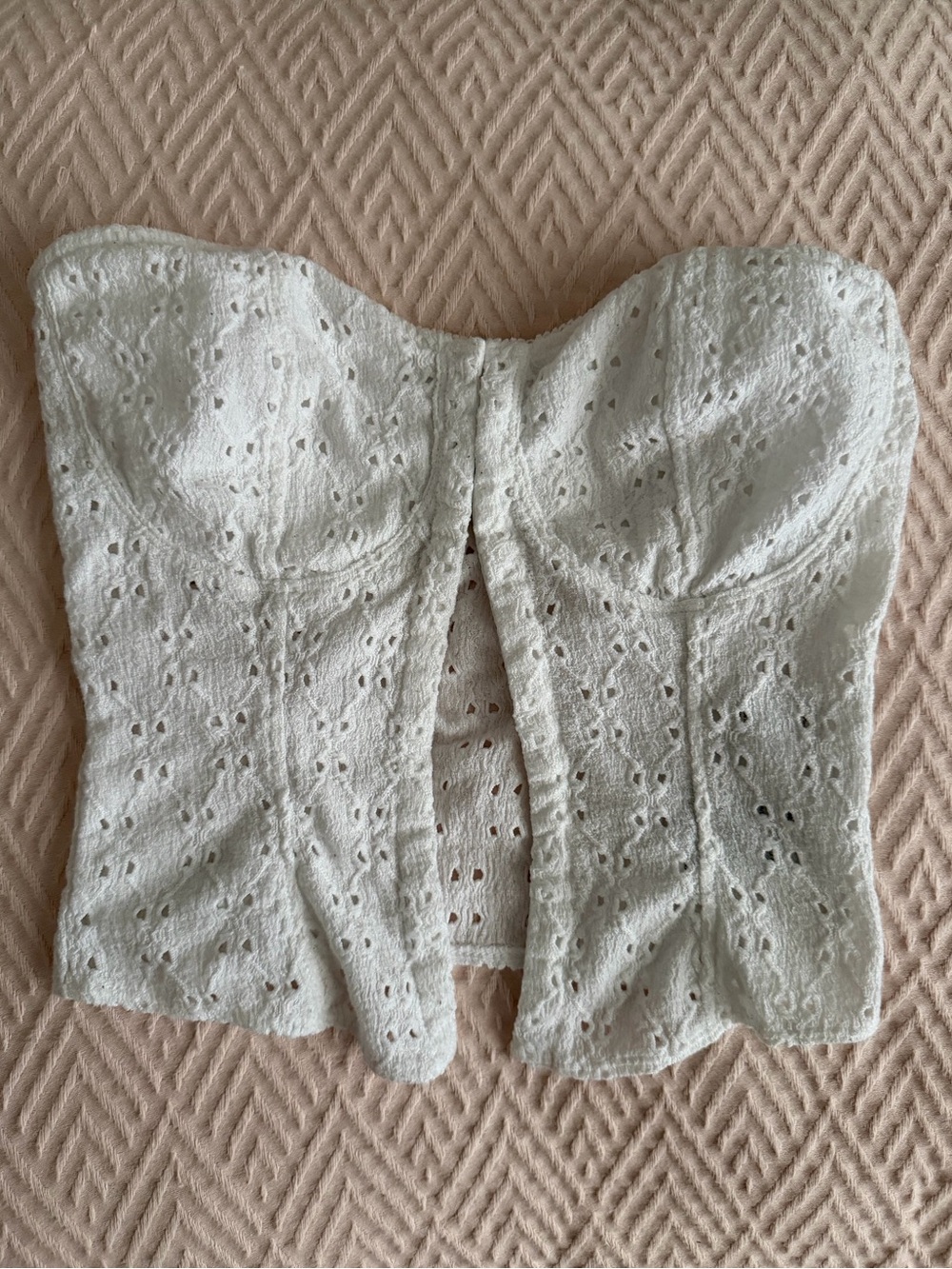 white eyelet tube top